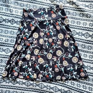 Floral A Line Skirt Black Ashley Blue Medium Large